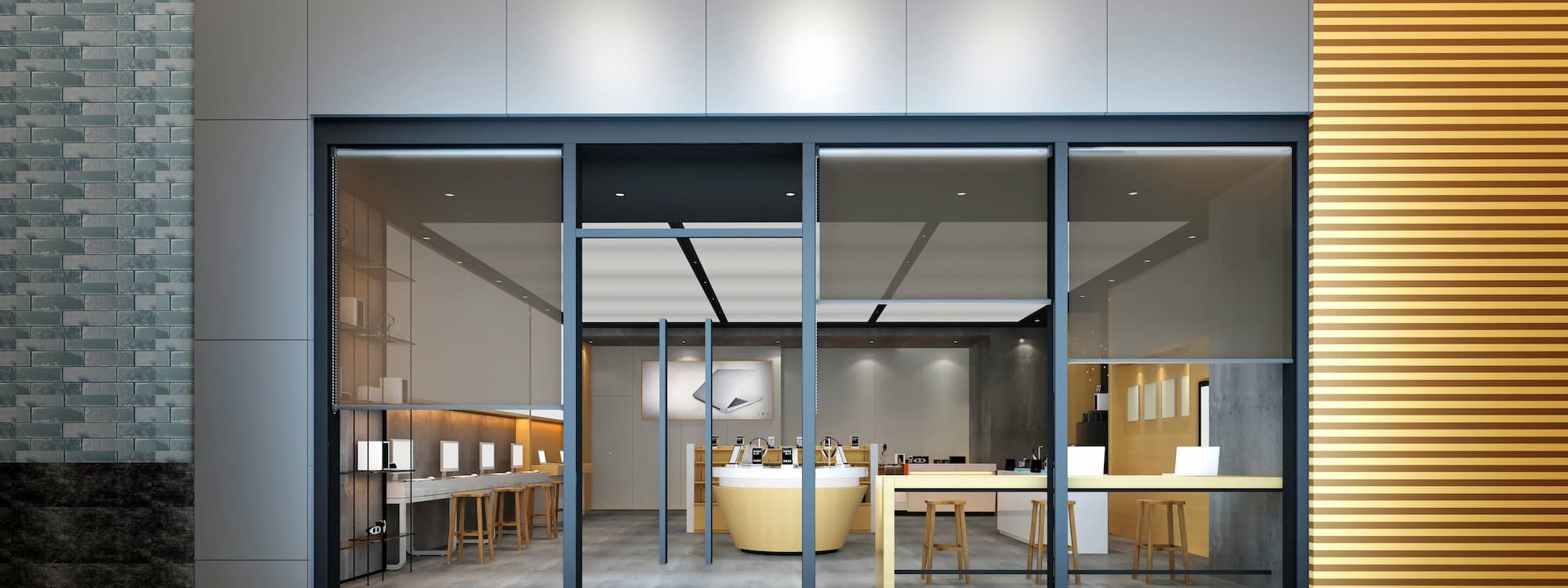 PORTES_AUTOMATIQUES_DESIGN 2000X750 | F2a automatisme Quelles sont les tendances actuelles en matière de design pour les portes de magasin ? Saint-Louis